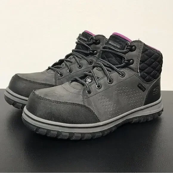 Skechers Womens McColl Composite Toe Waterproof Work Boots Gray Black Purple 8 - Picture 6 of 16